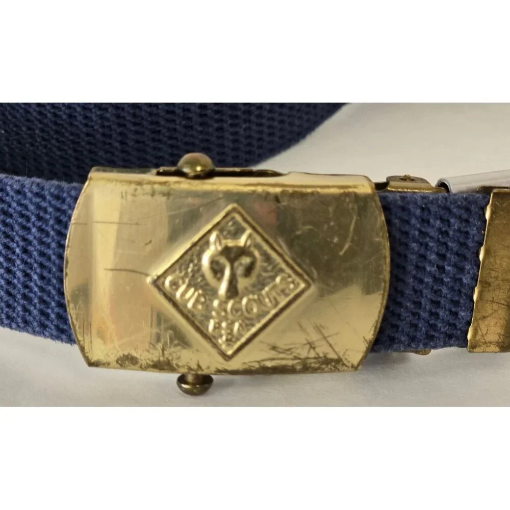Cub Scout Vintage Belt With Merit Badge Sliders Made In USA Team Building